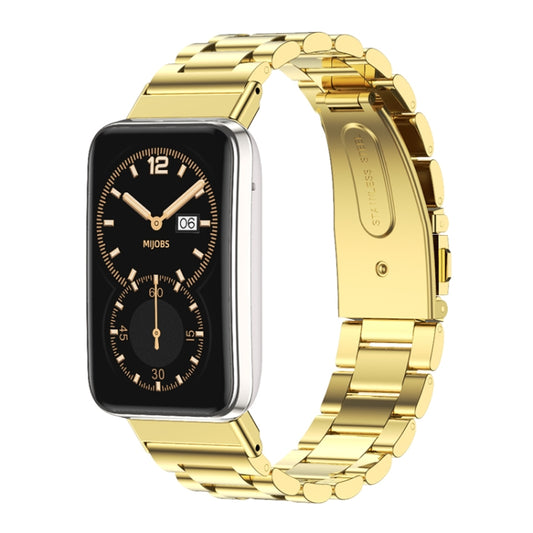 For Xiaomi Mi Band 7 Pro Mijobs Three-bead Metal Stainless Steel Watch Band(Gold) - Watch Bands by MIJOBS | Online Shopping UK | buy2fix