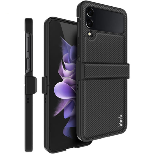 For Samsung Galaxy Z Flip4 5G IMAK Ruiyi Series Carbon Fiber PU + PC Phone Case(Black) - Galaxy Z Flip4 5G Cases by imak | Online Shopping UK | buy2fix