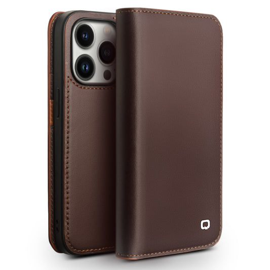 For iPhone 14 Pro Max QIALINO Business Horizontal Flip PU Phone Case (Brown) - iPhone 14 Pro Max Cases by QIALINO | Online Shopping UK | buy2fix