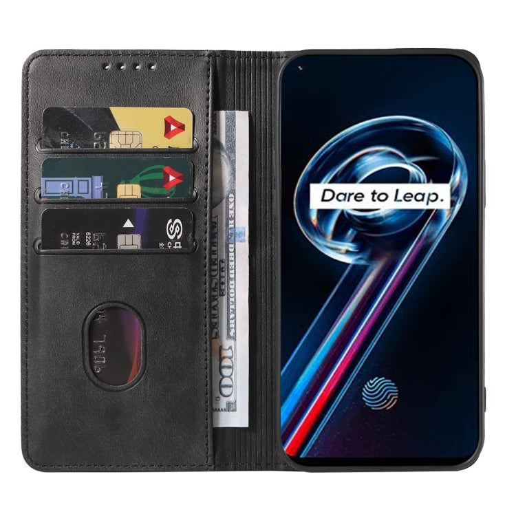 For Realme 9 Pro+ Magnetic Closure Leather Phone Case(Black) - OPPO Cases by buy2fix | Online Shopping UK | buy2fix