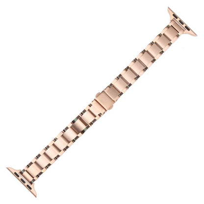 Three Beads Metal Watch Band For Apple Watch Ultra 49mm&Watch Ultra 2 49mm / Series 9&8&7 45mm / SE 3&SE 2&6&SE&5&4 44mm / 3&2&1 42mm(Rose Gold) - Watch Bands by buy2fix | Online Shopping UK | buy2fix