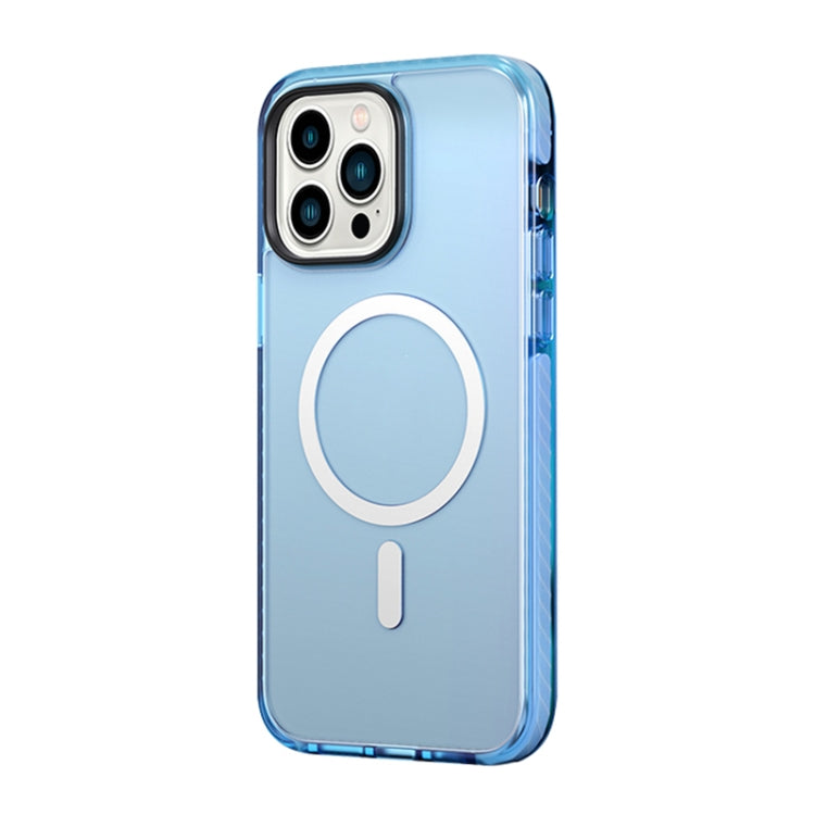 For iPhone 14 Pro ROCK Double-layer Armor Shield MagSafe Magnetic Phone Case(Blue) - iPhone 14 Pro Cases by ROCK | Online Shopping UK | buy2fix