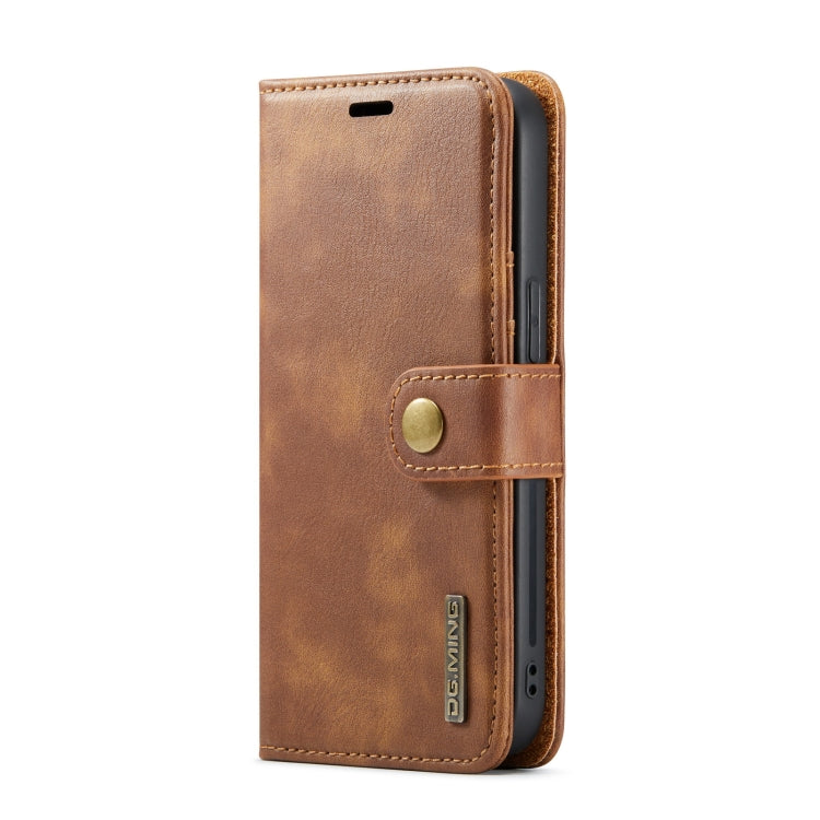 For iPhone 14 Pro DG.MING Crazy Horse Texture Detachable Magnetic Leather Case(Brown) - iPhone 14 Pro Cases by DG.MING | Online Shopping UK | buy2fix