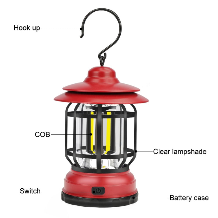 Portable Retro Hanging Lamp Lantern Camping Tent Light, Type:USB Charging(Black) - Camping Lighting by buy2fix | Online Shopping UK | buy2fix