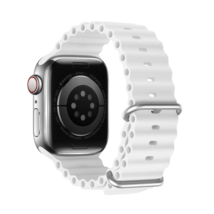 DUX DUCIS Sea Wave Silicone Watch Band For Apple Watch Series 8&7 41mm / SE 2&6&SE&5&4 40mm / 3&2&1 38mm(White) - Watch Bands by DUX DUCIS | Online Shopping UK | buy2fix