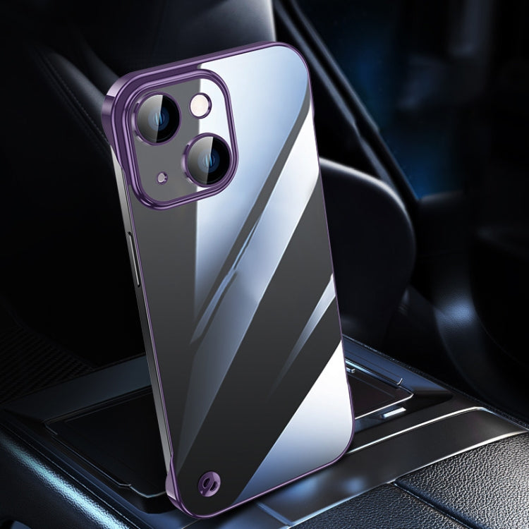 For iPhone 14 Electroplating Frameless Clear PC Phone Case(Purple) - iPhone 14 Cases by buy2fix | Online Shopping UK | buy2fix