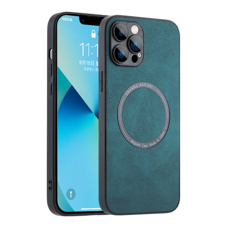 For iPhone 12 Pro Magsafe Leather Texture Phone Case(Green) - iPhone 12 / 12 Pro Cases by buy2fix | Online Shopping UK | buy2fix