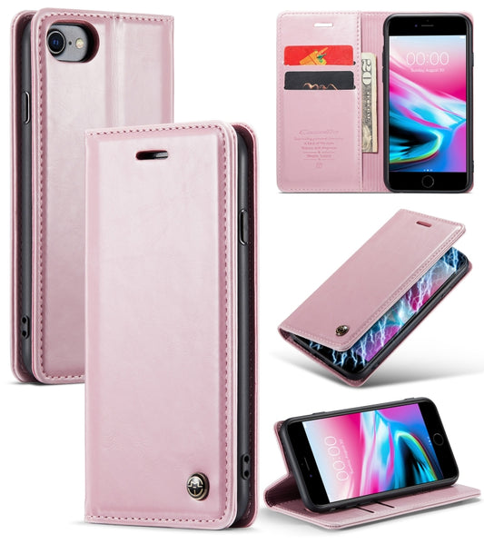 For iPhone SE 2022 / SE 2020 / 7 / 8 CaseMe 003 Crazy Horse Texture Leather Phone Case(Pink) - iPhone SE 2022 / 2020 / 8 / 7 Cases by CaseMe | Online Shopping UK | buy2fix