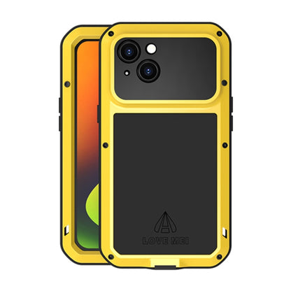 For iPhone 14 LOVE MEI Metal Shockproof Life Waterproof Dustproof Phone Case(Yellow) - iPhone 14 Cases by LOVE MEI | Online Shopping UK | buy2fix