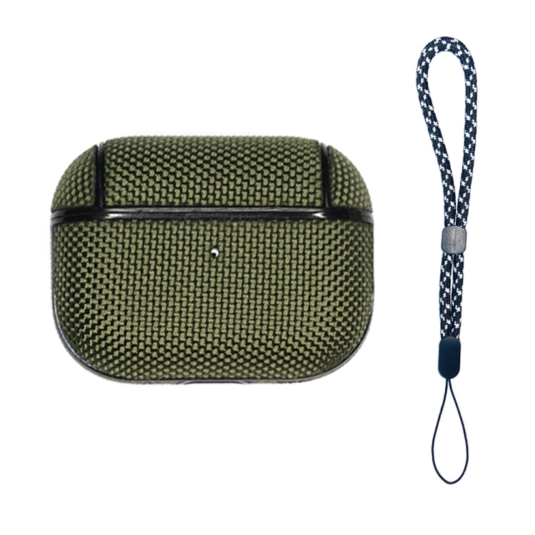 For AirPods Pro 2 Nylon Waterproof Wireless Earphone Case with Lanyard(Army Green) - For AirPods Pro 2 by buy2fix | Online Shopping UK | buy2fix