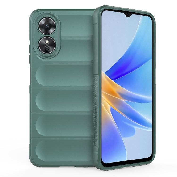 For OPPO A17 4G Global Magic Shield TPU + Flannel Phone Case(Dark Green) - OPPO Cases by buy2fix | Online Shopping UK | buy2fix