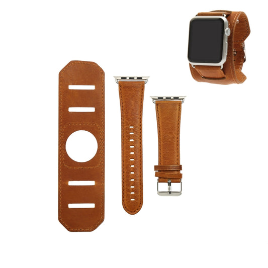 For Apple Watch 5 & 4 40mm / 3 & 2 & 1 38mm Crazy Horse Texture Bracelet Watch Band(Light Brown) - Watch Bands by buy2fix | Online Shopping UK | buy2fix