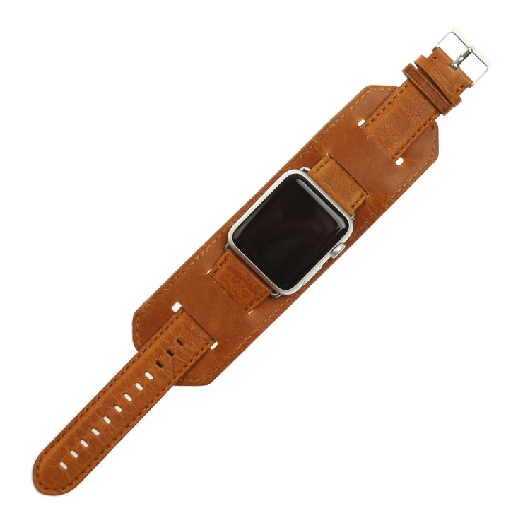 For Apple Watch 5 & 4 44mm / 3 & 2 & 1 42mm Crazy Horse Texture Bracelet Watch Band(Light Brown) - Watch Bands by buy2fix | Online Shopping UK | buy2fix