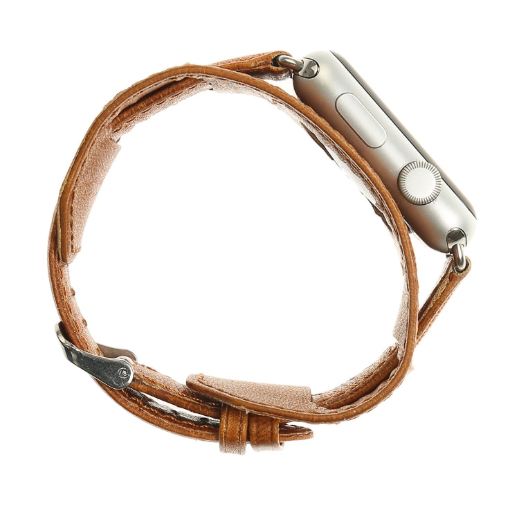 For Apple Watch 5 & 4 44mm / 3 & 2 & 1 42mm Crazy Horse Texture Bracelet Watch Band(Light Brown) - Watch Bands by buy2fix | Online Shopping UK | buy2fix