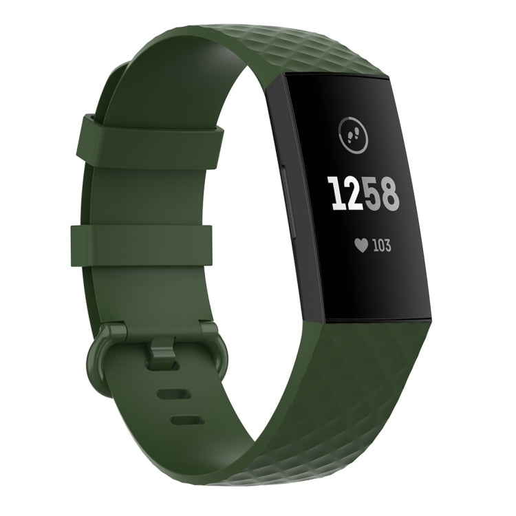 18mm Silver Color Buckle TPU Wrist Strap Watch Band for Fitbit Charge 4 / Charge 3 / Charge 3 SE, Size: L(Olive Green) - Watch Bands by buy2fix | Online Shopping UK | buy2fix