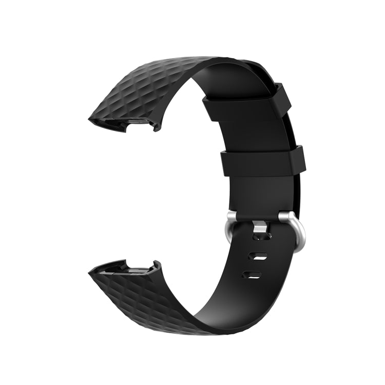 18mm Silver Color Buckle TPU Wrist Strap Watch Band for Fitbit Charge 4 / Charge 3 / Charge 3 SE, Size: L(Black) - Watch Bands by buy2fix | Online Shopping UK | buy2fix