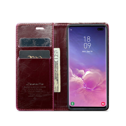 For Samsung Galaxy S10+ CaseMe 003 Crazy Horse Texture Leather Phone Case(Wine Red) - Galaxy Phone Cases by CaseMe | Online Shopping UK | buy2fix