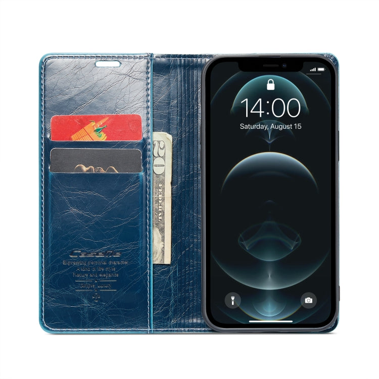 For iPhone 12 Pro CaseMe 003 Crazy Horse Texture Leather Phone Case(Blue) - iPhone 12 / 12 Pro Cases by CaseMe | Online Shopping UK | buy2fix