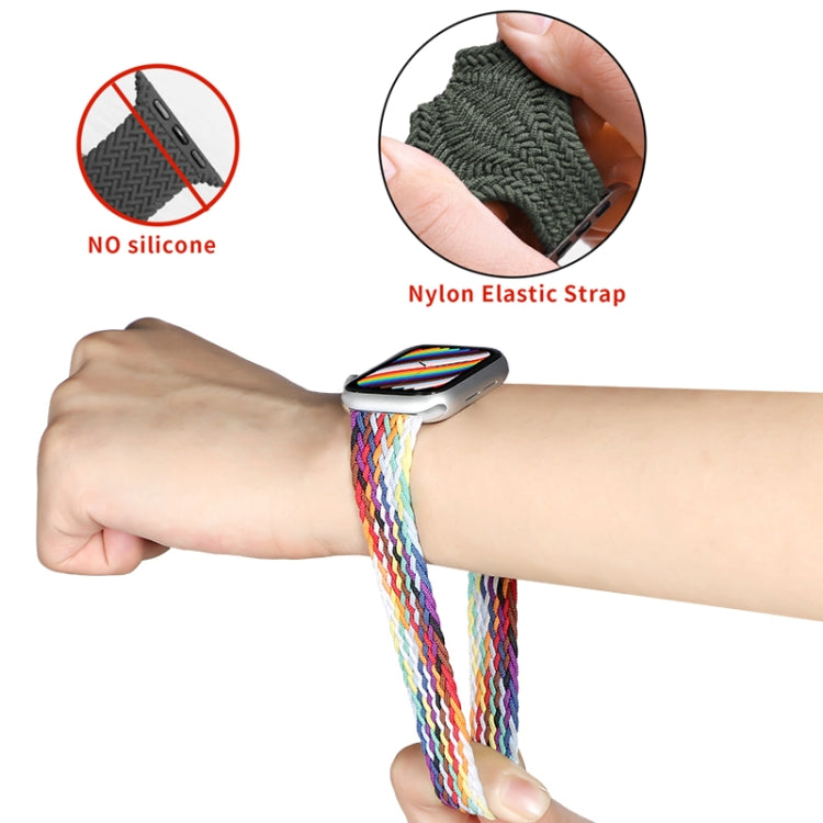 Nylon Single-turn Braided Watch Band For Apple Watch Ultra 49mm / Series 8&7 45mm / SE 2&6&SE&5&4 44mm / 3&2&1 42mm, Length:135mm(Starlight Black) - Watch Bands by buy2fix | Online Shopping UK | buy2fix