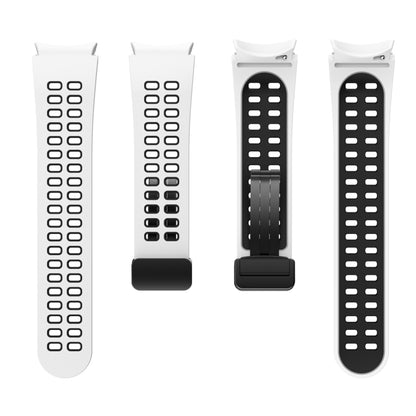 For Samsung Galaxy Watch5 Pro Double-row Hole Folding Buckle Silicone Watch Band(White Black) - Watch Bands by buy2fix | Online Shopping UK | buy2fix