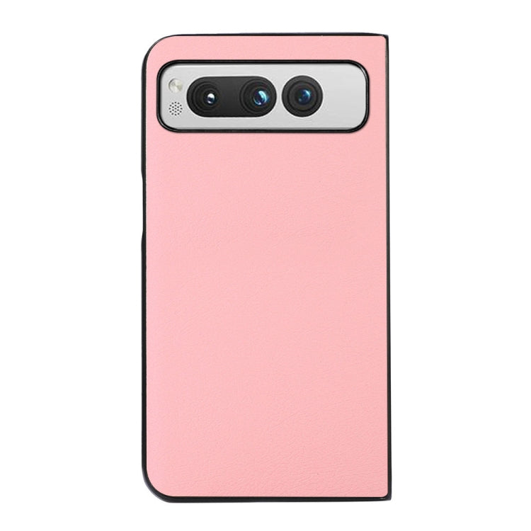 For Google Pixel Fold Two-color Litchi Texture PU Phone Case(Pink) - Google Cases by buy2fix | Online Shopping UK | buy2fix