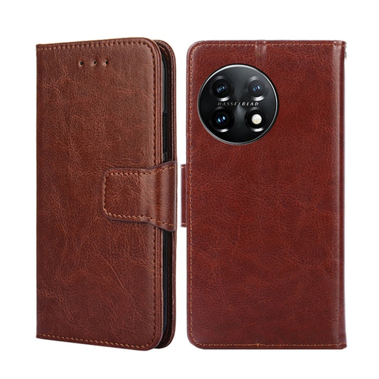 For OnePlus 11 Crystal Texture Leather Phone Case(Brown) - OnePlus Cases by buy2fix | Online Shopping UK | buy2fix