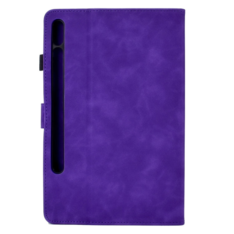 For Samsung Galaxy Tab S7 / S8 Peony Butterfly Embossed Leather Smart Tablet Case(Purple) - Galaxy Tab S7 by buy2fix | Online Shopping UK | buy2fix