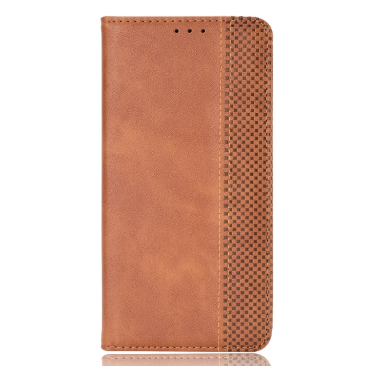 For Blackview A52 Magnetic Buckle Retro Texture Leather Phone Case(Brown) - More Brand by buy2fix | Online Shopping UK | buy2fix