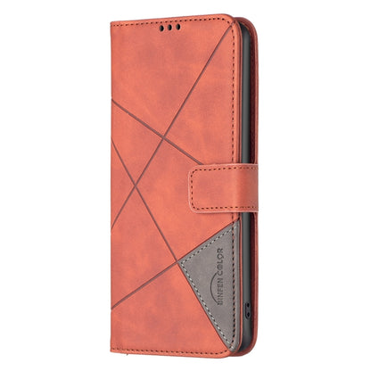 For Xiaomi Redmi K70 / K70 Pro Magnetic Buckle Rhombus Texture Leather Phone Case(Brown) - K70 Pro Cases by buy2fix | Online Shopping UK | buy2fix