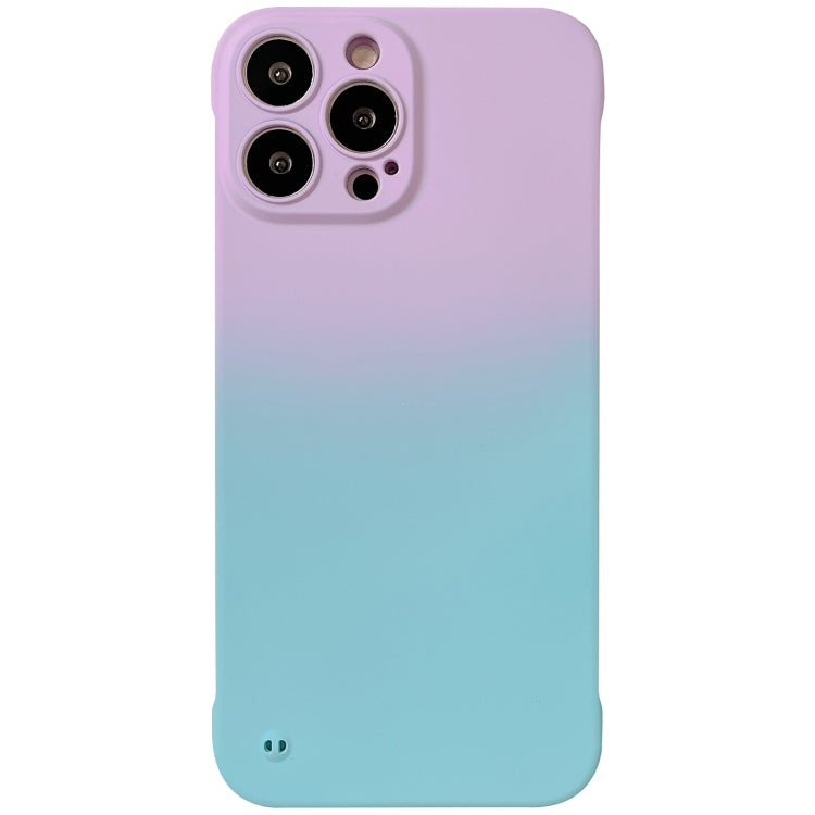 For iPhone 12 Pro Frameless Skin Feel Gradient Phone Case(Light Purple + Light Blue) - iPhone 12 / 12 Pro Cases by buy2fix | Online Shopping UK | buy2fix