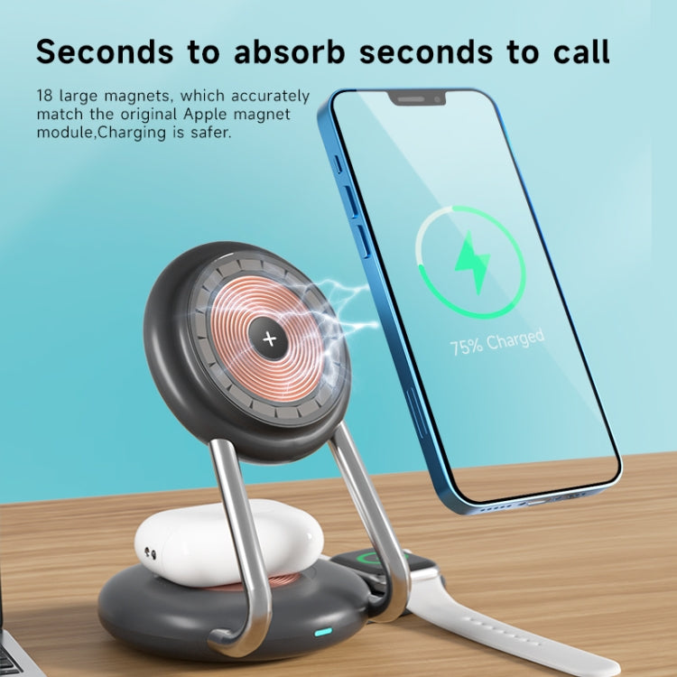 N21 15W 3 in 1 Transparent Magnetic Wireless Charger(Blue) - Wireless Charger by buy2fix | Online Shopping UK | buy2fix