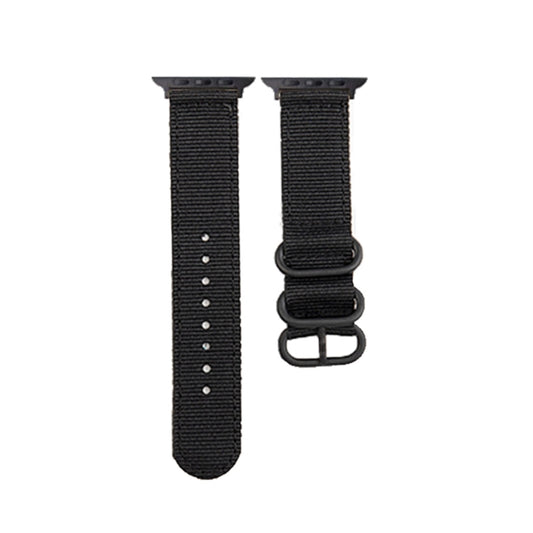 Black Buckle Canvas Watch Band For Apple Watch Ultra 49mm&Watch Ultra 2 49mm / Series 9&8&7 45mm / SE 3&SE 2&6&SE&5&4 44mm / 3&2&1 42mm(Black) - Watch Bands by buy2fix | Online Shopping UK | buy2fix