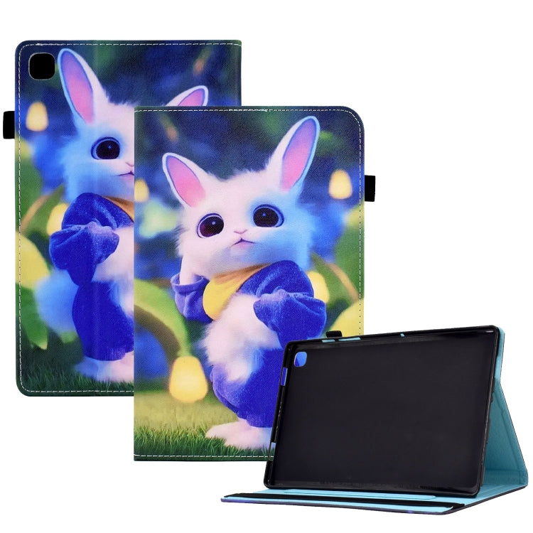 For Samsung Galaxy Tab S6 Lite P610 Colored Drawing Stitching Elastic Band Leather Smart Tablet Case(Cute Rabbit) - Tab S6 Lite P610 / P615 by buy2fix | Online Shopping UK | buy2fix