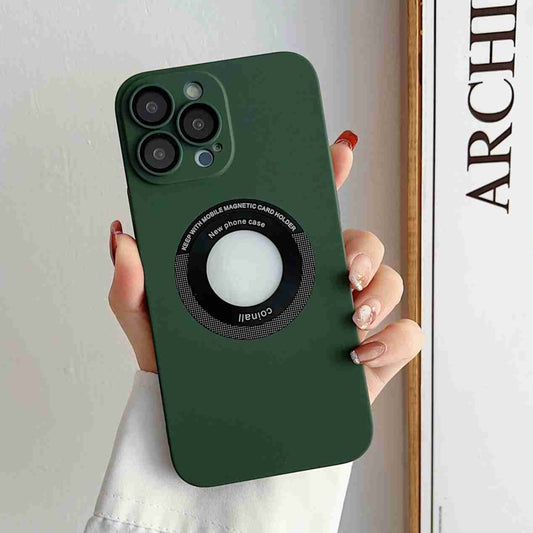 For iPhone 13 Pro Skin Feel CD Texture MagSafe Magnetic Phone Case(Dark Green) - iPhone 13 Pro Cases by buy2fix | Online Shopping UK | buy2fix