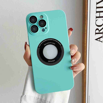 For iPhone 12 Skin Feel CD Texture MagSafe Magnetic Phone Case(Sky Blue) - iPhone 12 / 12 Pro Cases by buy2fix | Online Shopping UK | buy2fix