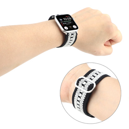 For Apple Watch Ultra 49mm&Watch Ultra 2 49mm / Series 9&8&7 45mm / SE 3&SE 2&6&SE&5&4 44mm / 3&2&1 42mm Buckle Elastic Nylon Watch Band(Black White) - Watch Bands by buy2fix | Online Shopping UK | buy2fix