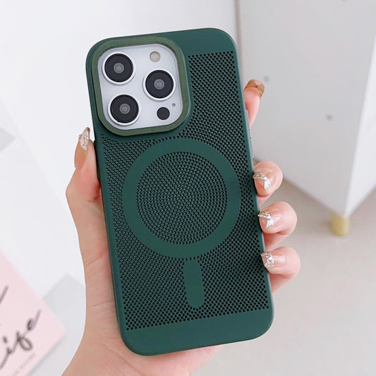 For iPhone 12 Pro Grid Cooling MagSafe Magnetic Phone Case(Alpine Green) - iPhone 12 / 12 Pro Cases by buy2fix | Online Shopping UK | buy2fix