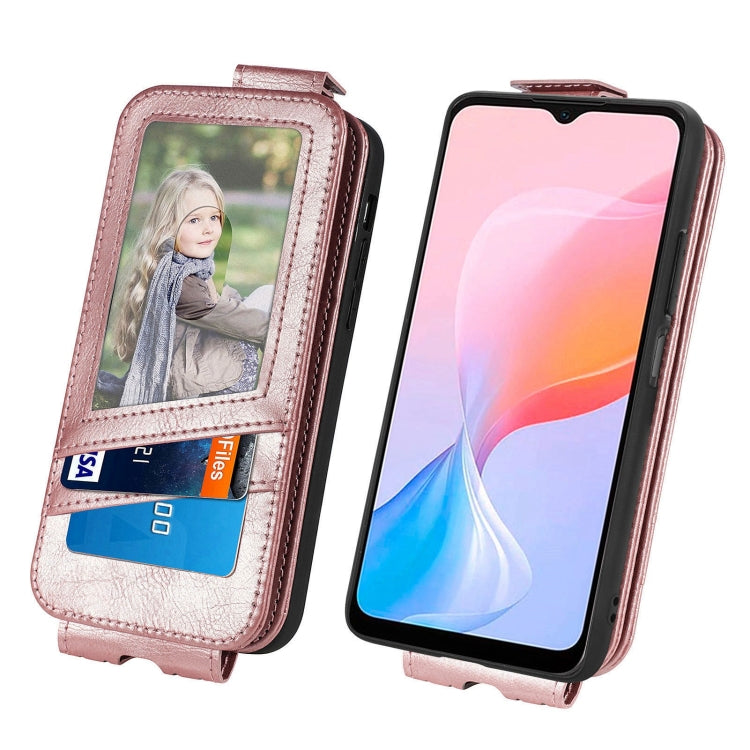 For Blackview A85 Zipper Wallet Vertical Flip Leather Phone Case(Rose Gold) - More Brand by buy2fix | Online Shopping UK | buy2fix