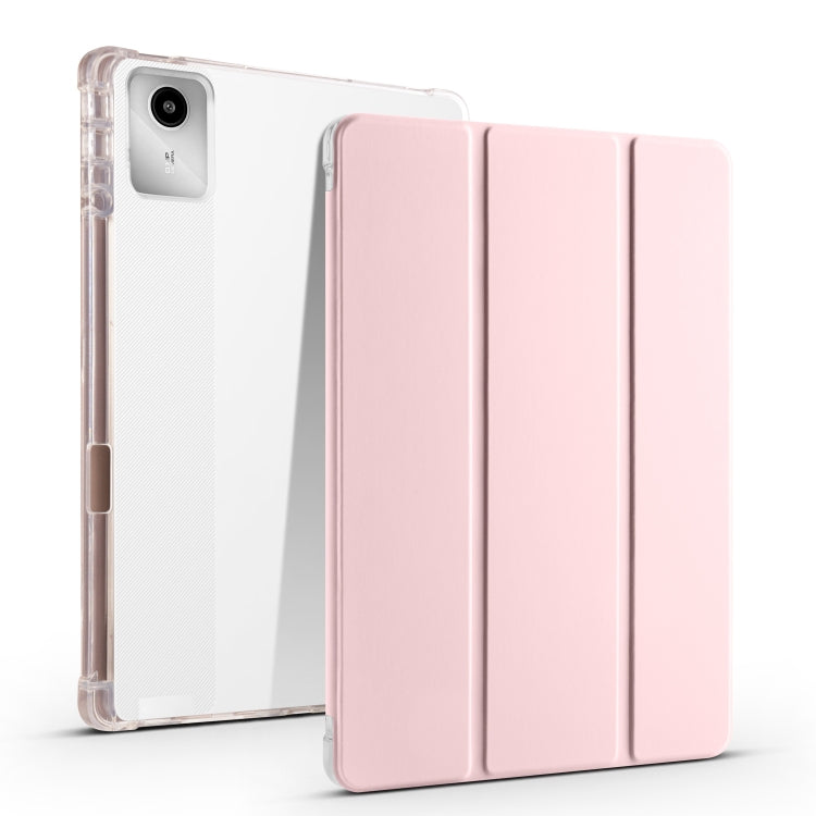 For Lenovo Tab M11 / Xiaoxin Pad 11 2024 3-fold Clear TPU Leather Tablet Case with Pen Slot(Pink) - Lenovo by buy2fix | Online Shopping UK | buy2fix