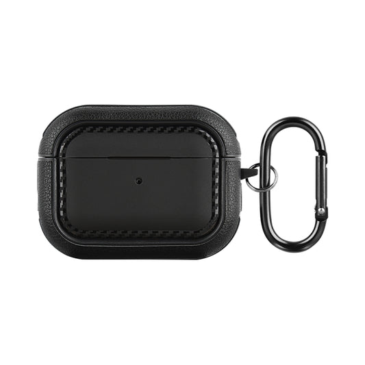 For AirPods Pro Leather Texture Earphone Protective Case(Black) - For AirPods Pro by buy2fix | Online Shopping UK | buy2fix