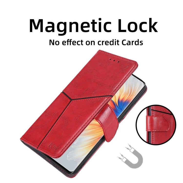 For Blackview A52 Geometric Stitching Flip Leather Phone Case(Red) - More Brand by buy2fix | Online Shopping UK | buy2fix