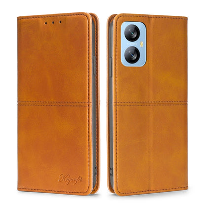 For Blackview A52 Cow Texture Magnetic Horizontal Flip Leather Phone Case(Light Brown) - More Brand by buy2fix | Online Shopping UK | buy2fix