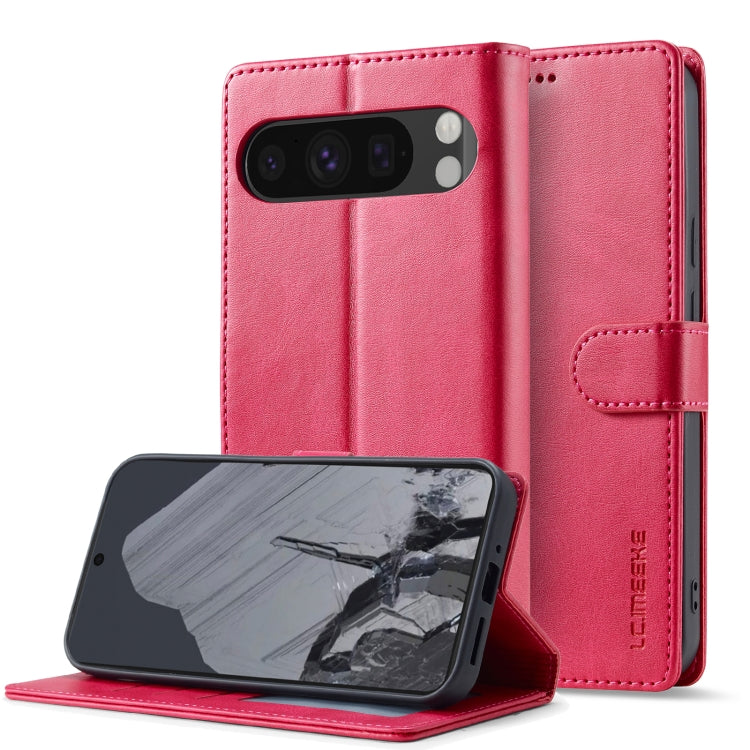 For Google Pixel 9 / 9 Pro LC.IMEEKE Calf Texture Flip Leather Phone Case(Red) - Google Cases by LC.IMEEKE | Online Shopping UK | buy2fix