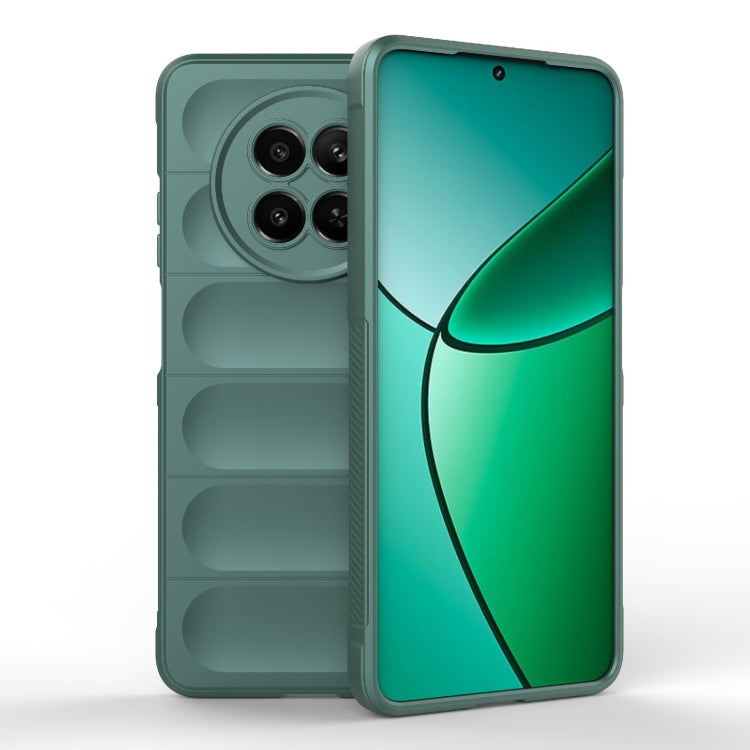 For Realme 12 5G Global Magic Shield TPU + Flannel Phone Case(Dark Green) - Realme Cases by buy2fix | Online Shopping UK | buy2fix