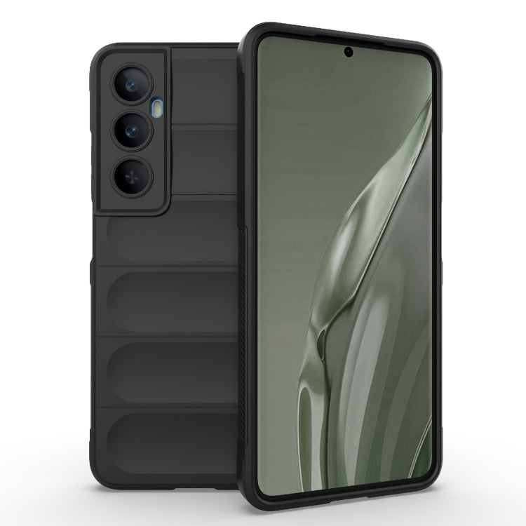 For Realme C65 4G Global Magic Shield TPU + Flannel Phone Case(Black) - Realme Cases by buy2fix | Online Shopping UK | buy2fix