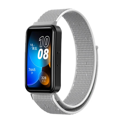 For Huawei Band 8 16mm Woven Nylon Loop Watch Band(Grey White) - Watch Bands by buy2fix | Online Shopping UK | buy2fix