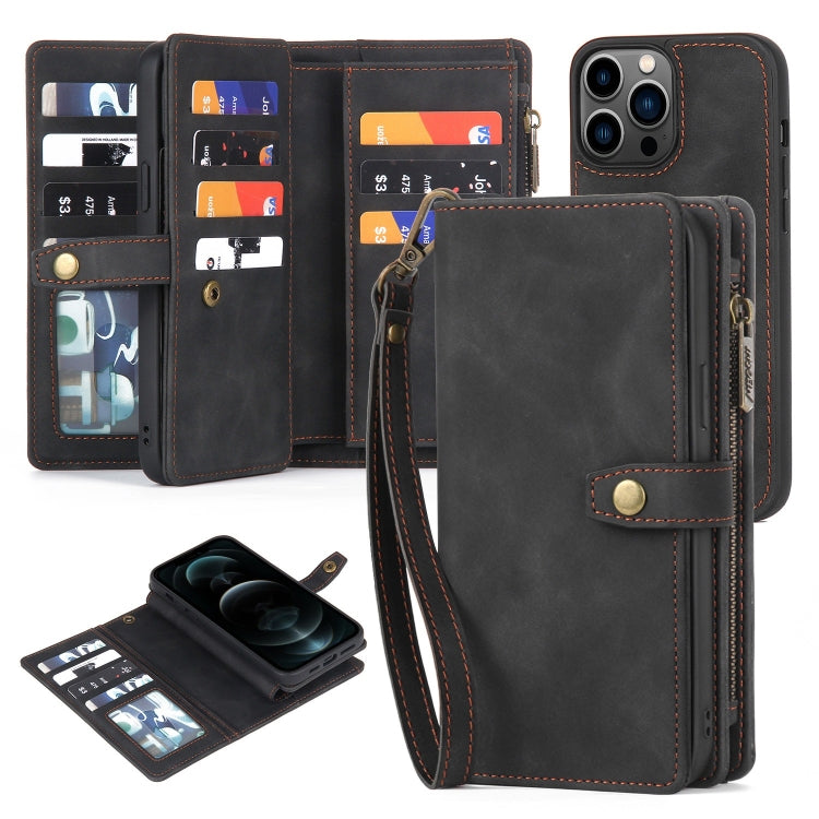 For iPhone 11 Pro Max Zipper Wallet Detachable MagSafe Leather Phone Case(Black) - iPhone 11 Pro Max Cases by buy2fix | Online Shopping UK | buy2fix