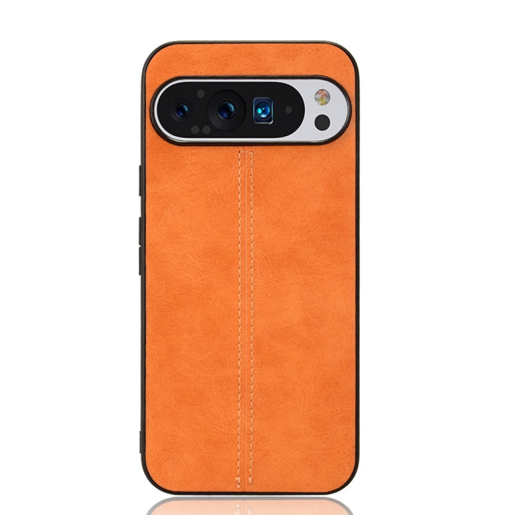 For Google Pixel 9 Pro Sewing Cow Pattern Skin PC + PU + TPU Phone Case(Orange) - Google Cases by buy2fix | Online Shopping UK | buy2fix