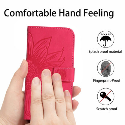 For Xiaomi 13T / 13T Pro Skin Feel Sun Flower Embossed Flip Leather Phone Case with Lanyard(Rose Red) - Xiaomi Cases by buy2fix | Online Shopping UK | buy2fix