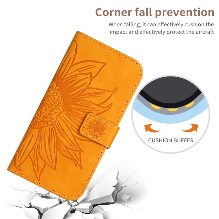 For Xiaomi 13T / 13T Pro Skin Feel Sun Flower Embossed Flip Leather Phone Case with Lanyard(Yellow) - Xiaomi Cases by buy2fix | Online Shopping UK | buy2fix